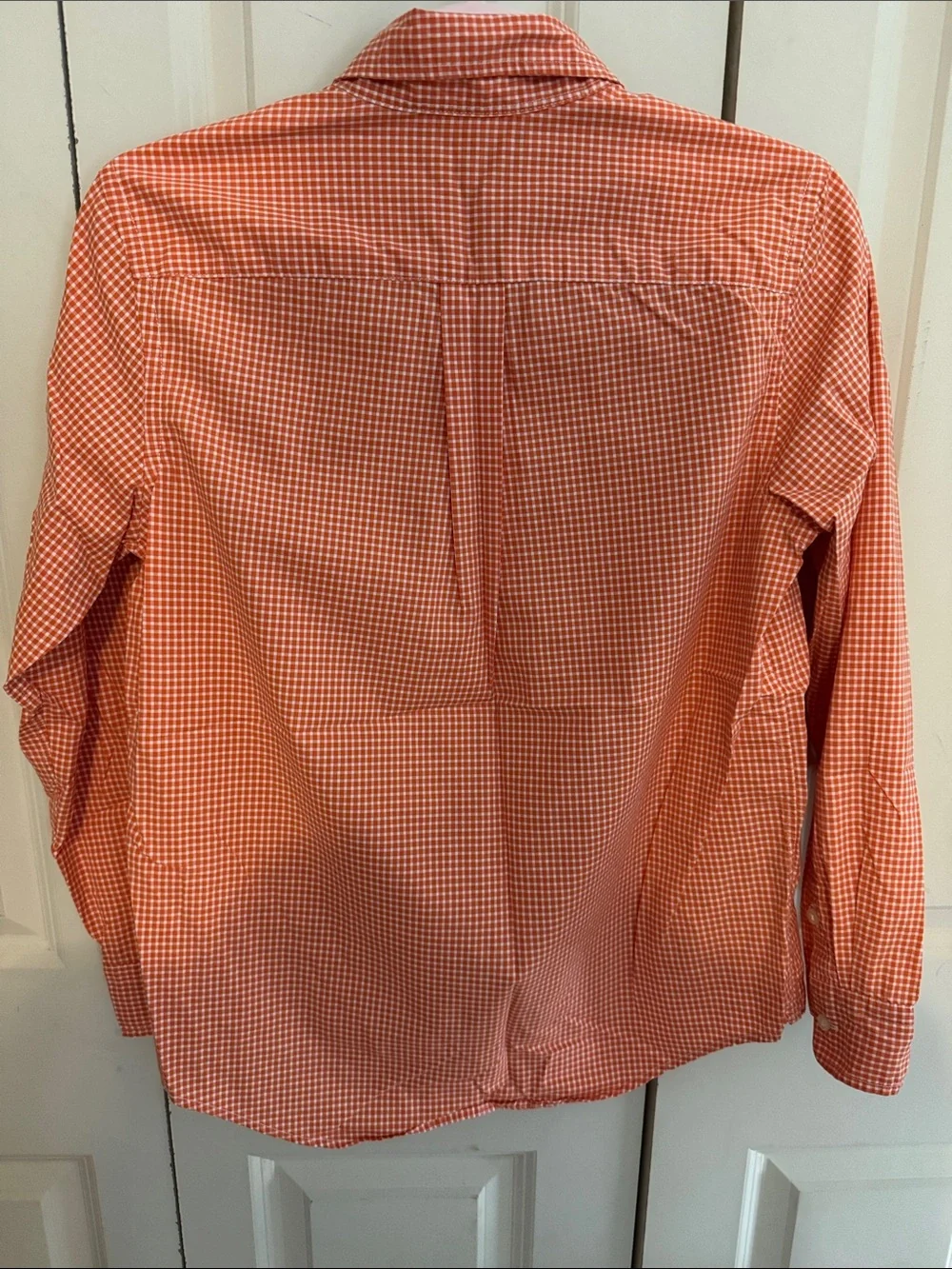 Boys Ralph Lauren Orange and White Gingham Button-Down with Navy Pony size 14/16